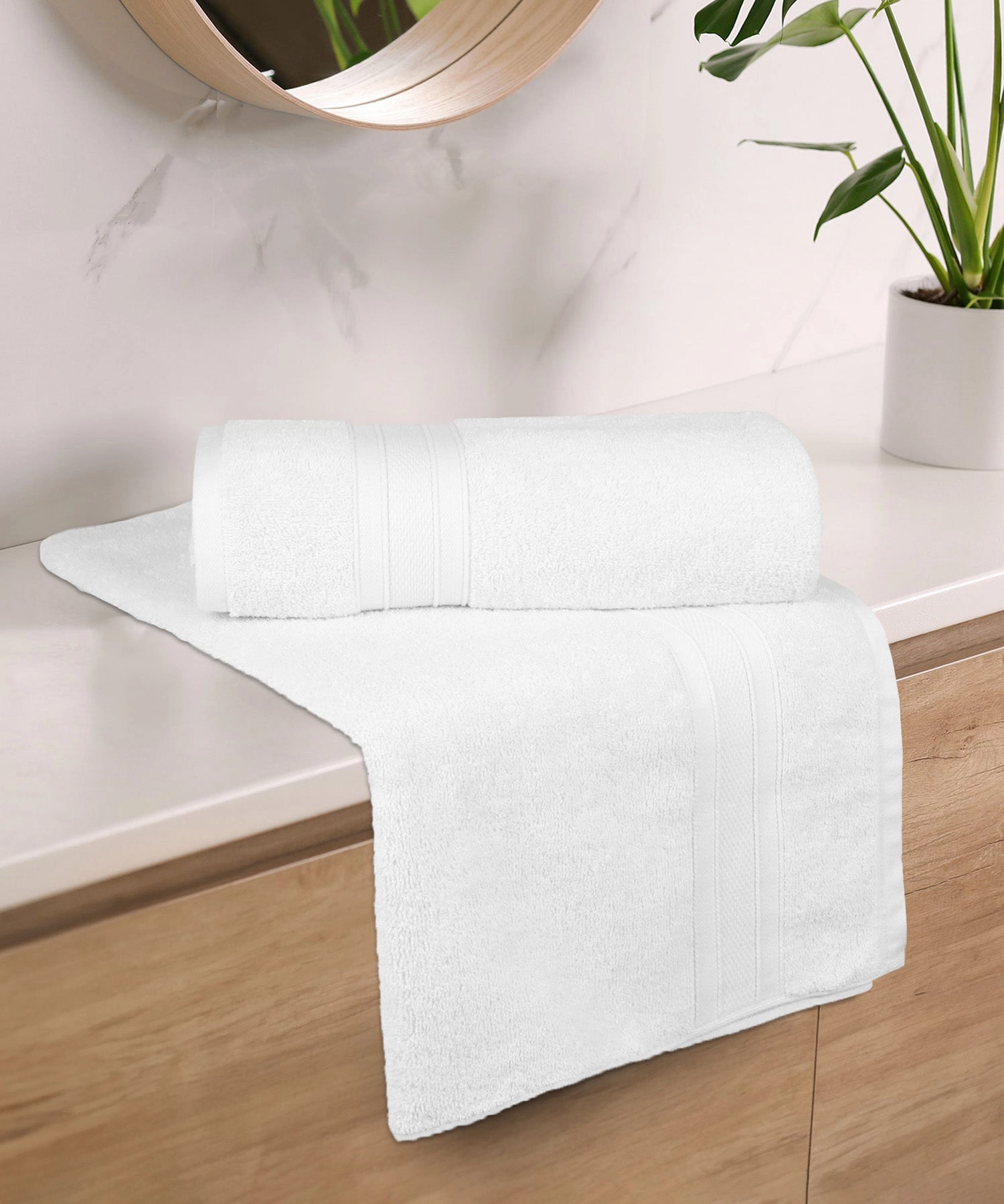 Soft Comfort White Air Rich Technology 2Pc Bath Towel, 100% Cotton, 509 GSM, White bath towels,soft towels,bathroom textiles