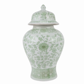 Soft Green Floral Jar (3 Sizes) vase,flower vase,home decoration
