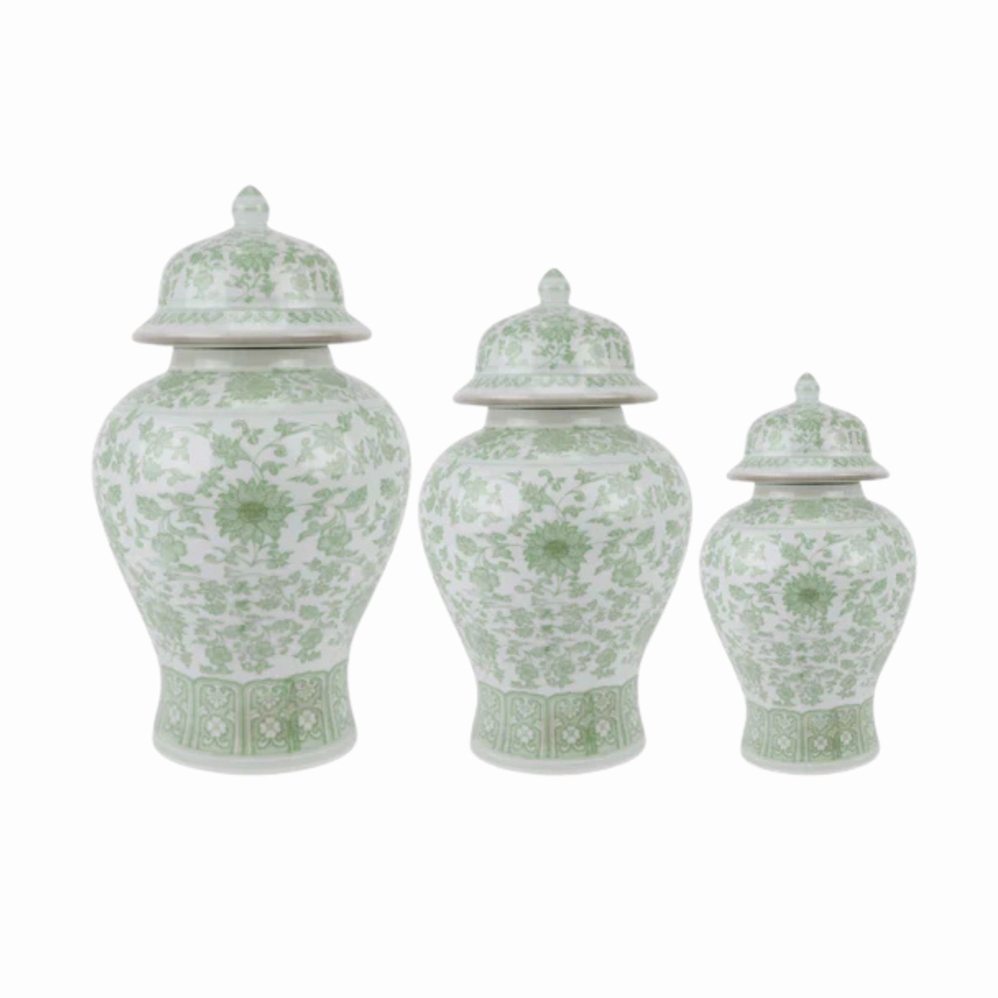 Soft Green Floral Jar (3 Sizes)
