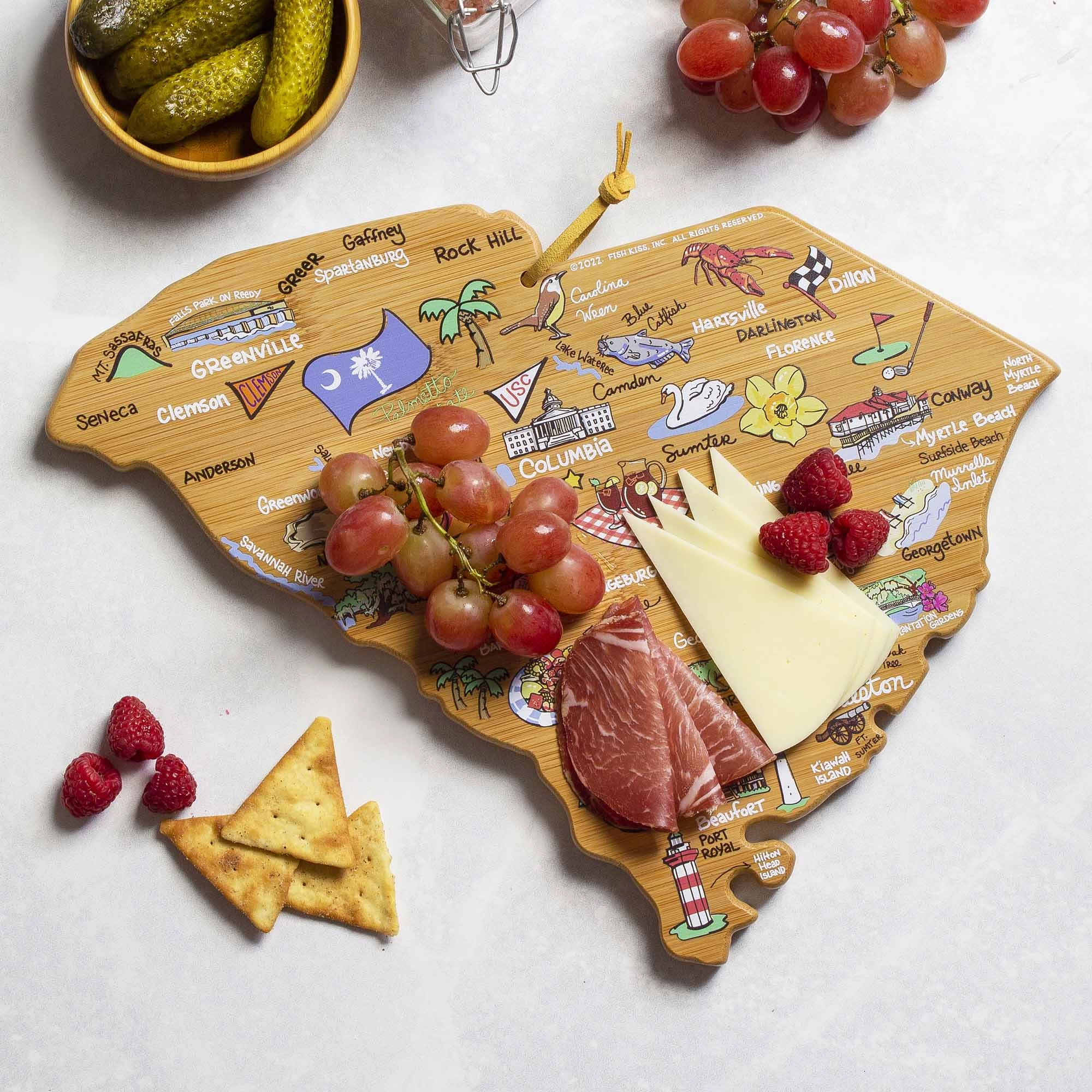 South Carolina Cutting Board with Artwork by Fish Kiss
