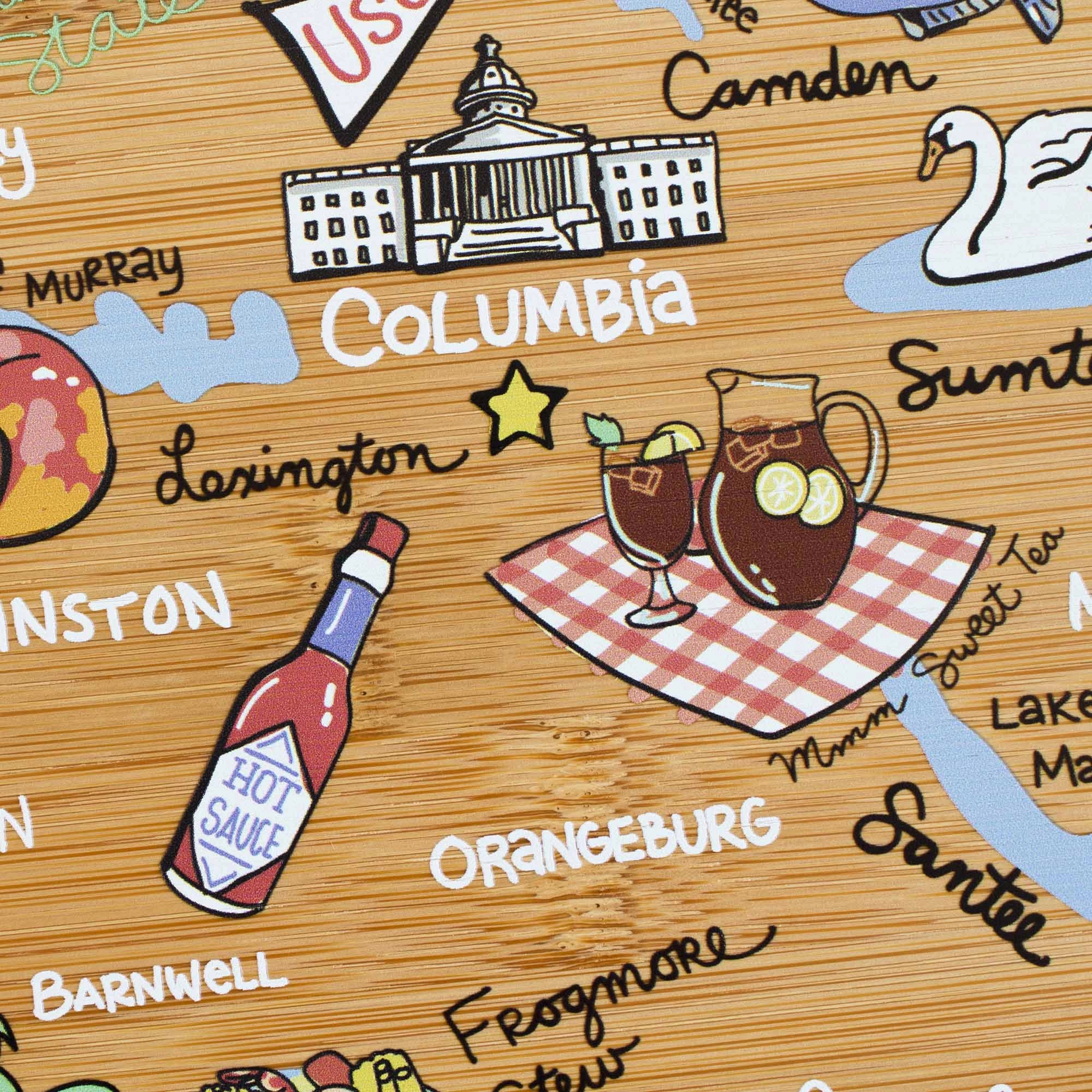 South Carolina Cutting Board with Artwork by Fish Kiss