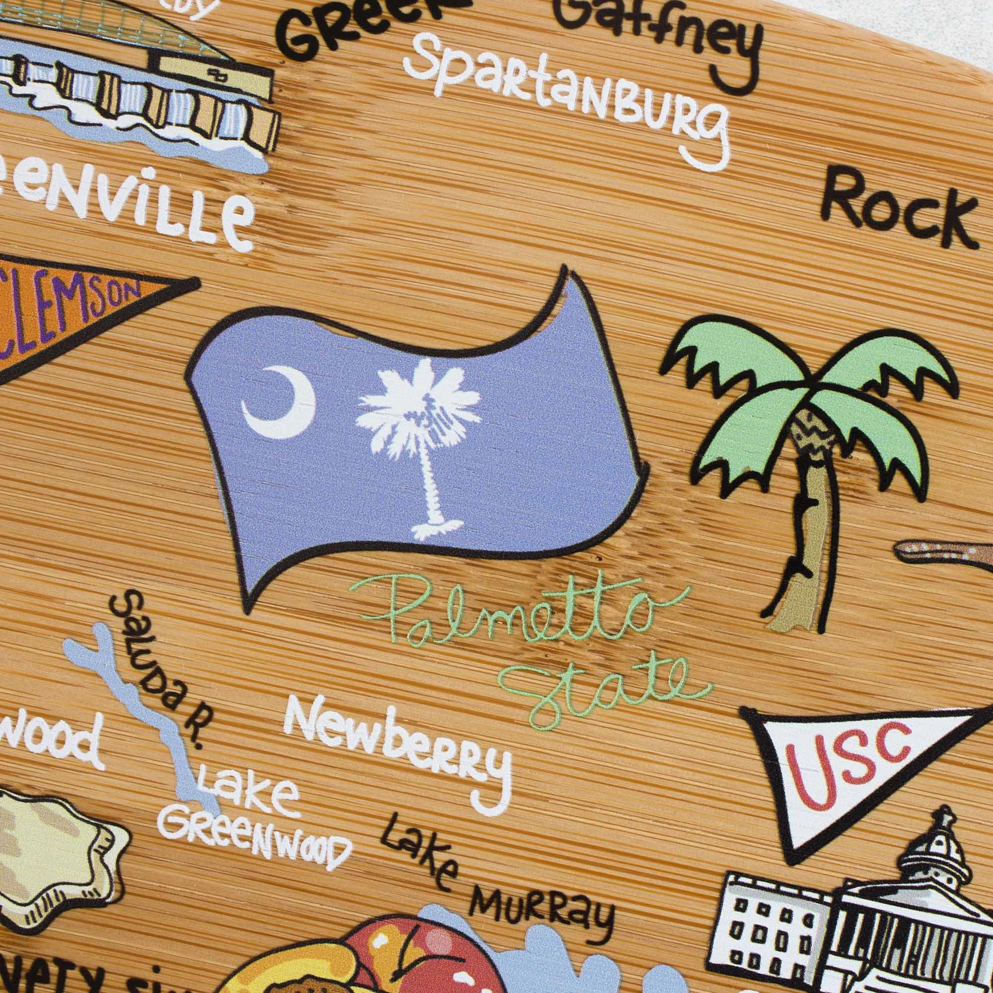 South Carolina Cutting Board with Artwork by Fish Kiss