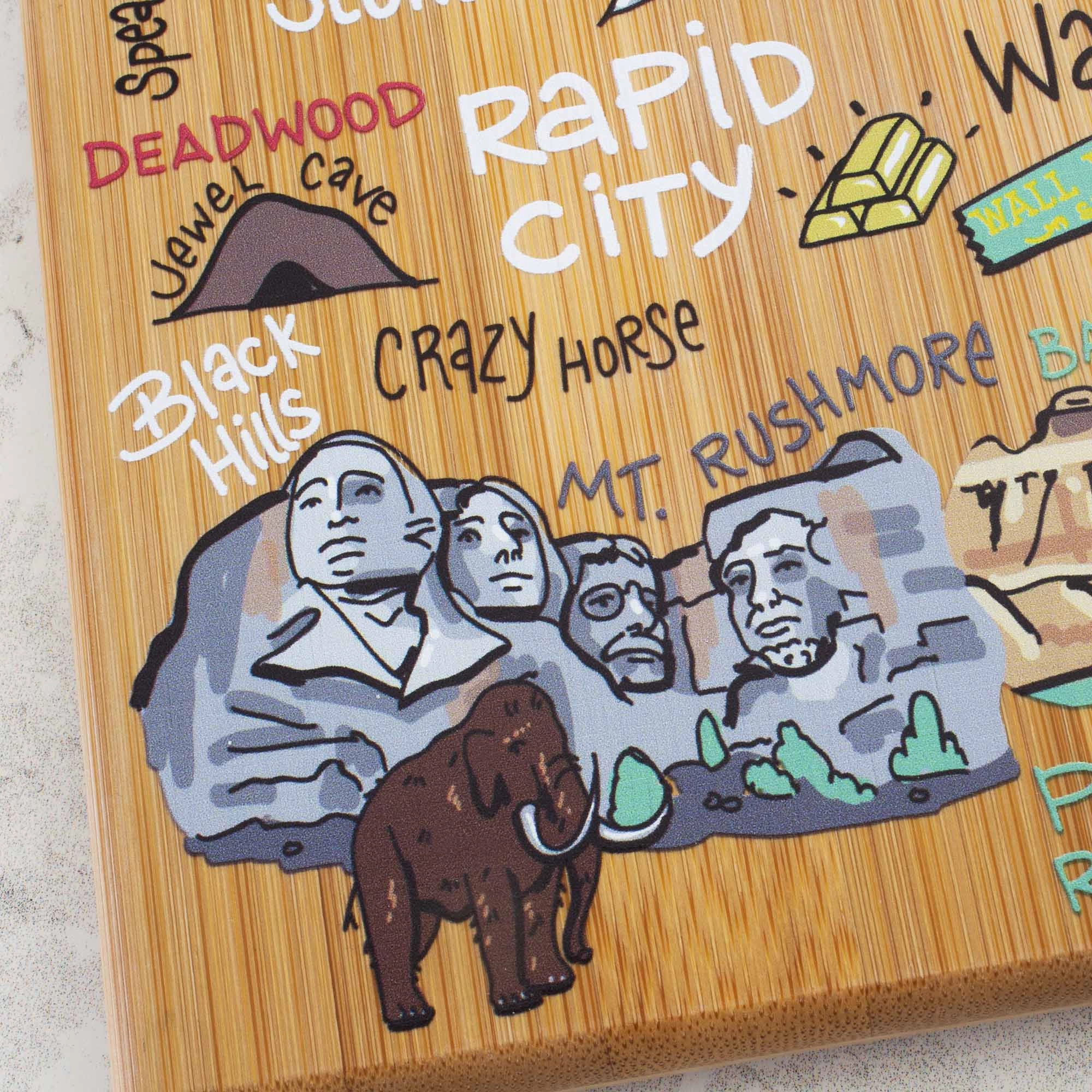 South Dakota Cutting Board with Artwork by Fish Kiss