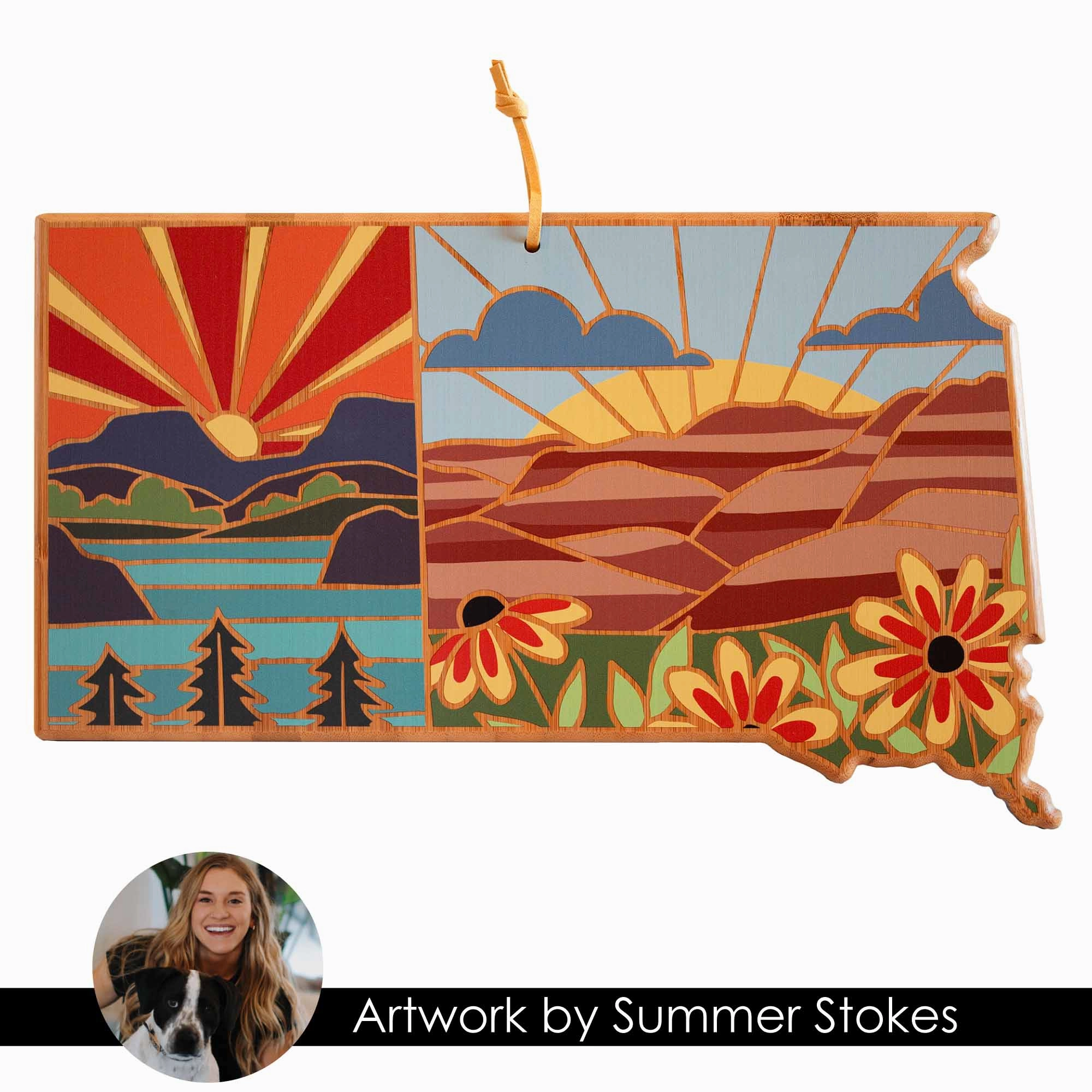 South Dakota Cutting Board with Artwork by Summer Stokes
