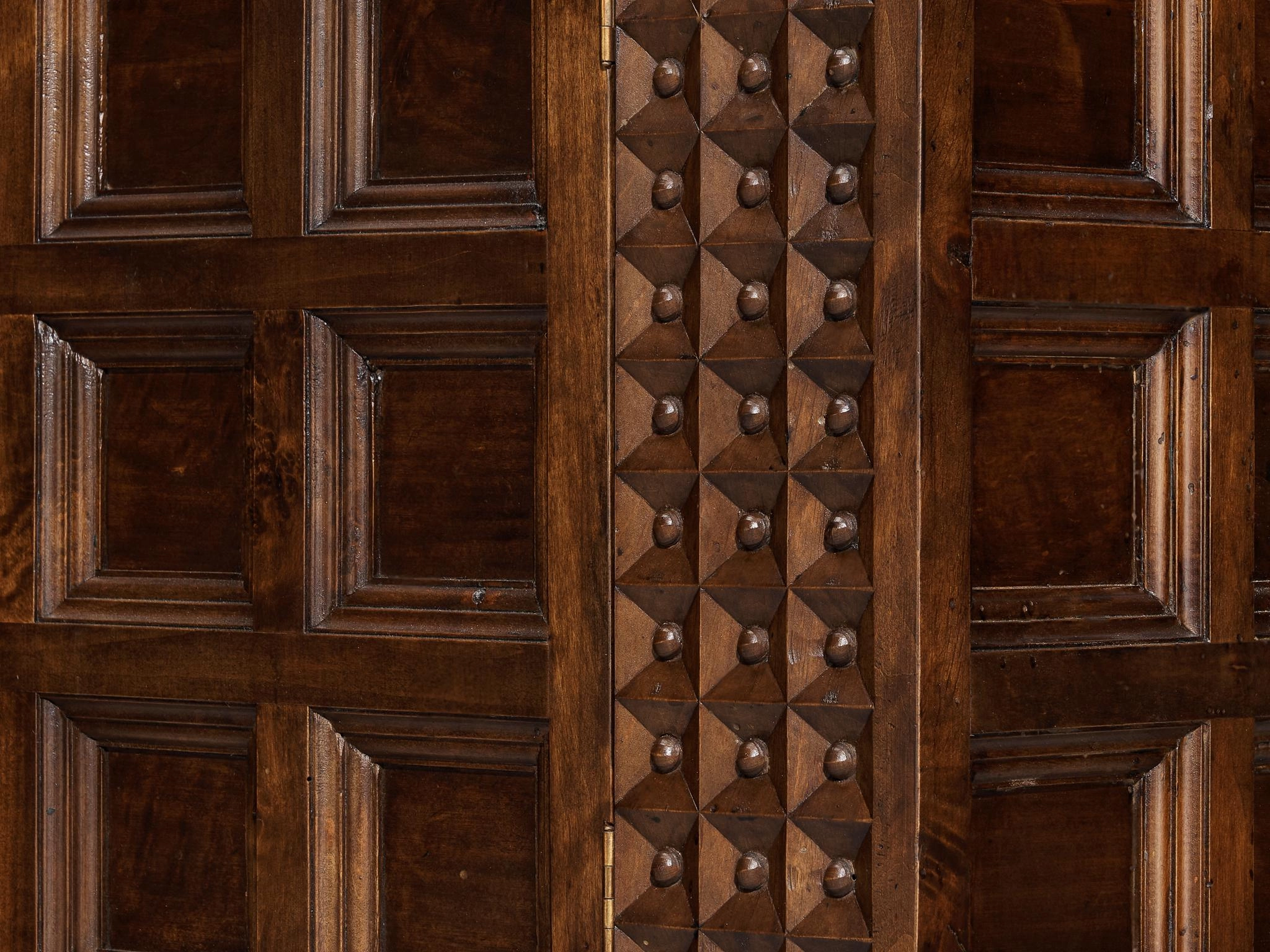 Spanish Brutalist Sideboard with Sophisticated Carvings in Maple