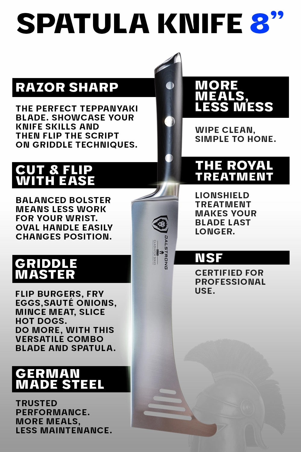 Spatula Knife Hybrid Utensil 8" | Gladiator Series | NSF Certified | Dalstrong 