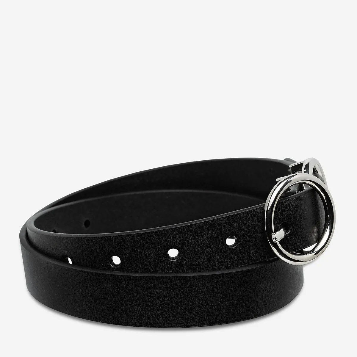 Status Anxiety Mislaid Skinny Black Silver Belts_Status-Anxiety