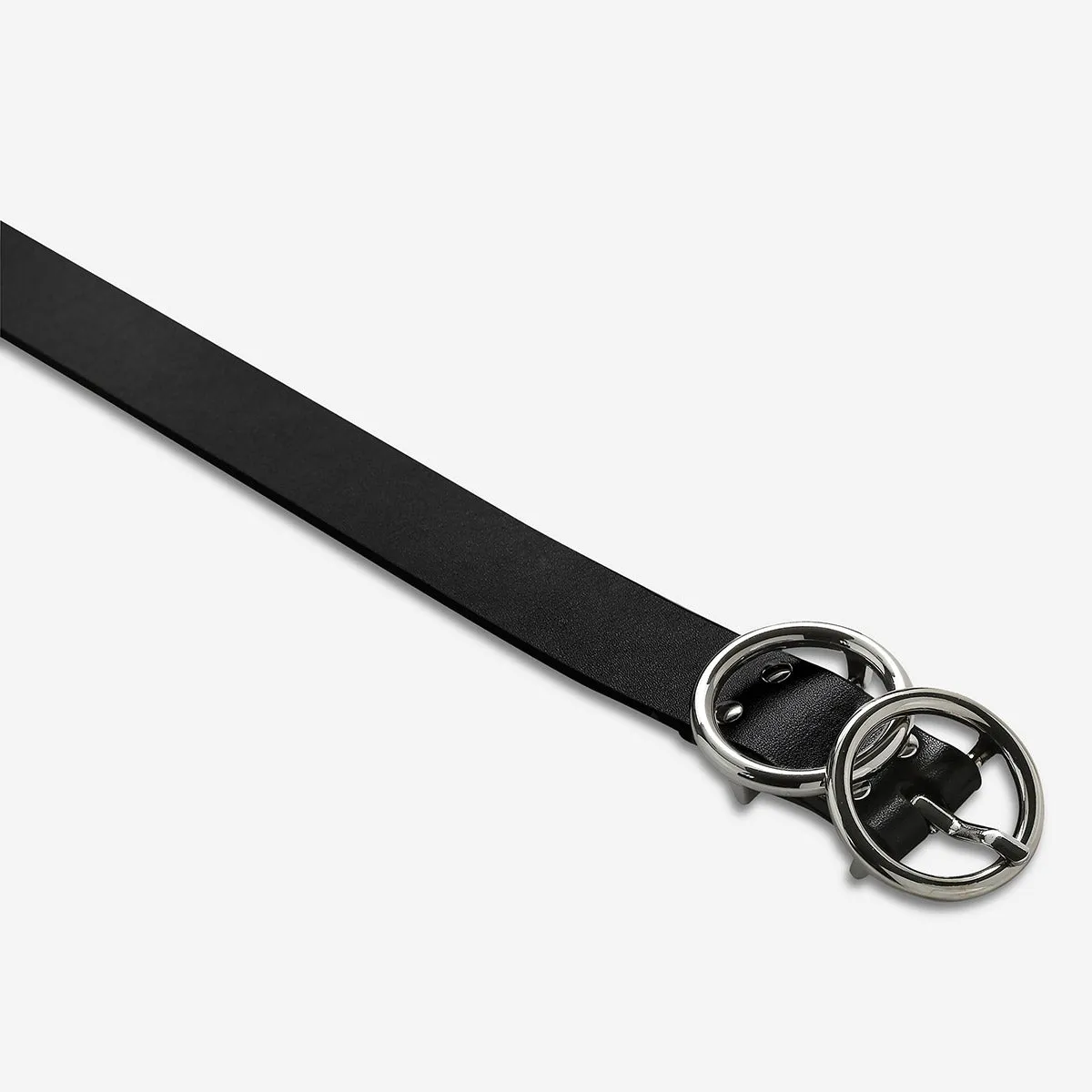 Status Anxiety Mislaid Skinny Black Silver Belts_Status-Anxiety