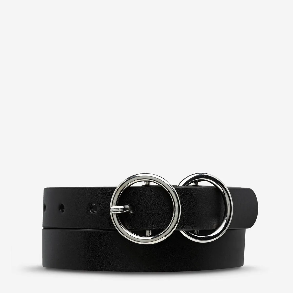 Status Anxiety Mislaid Skinny Black Silver Belts_Status-Anxiety