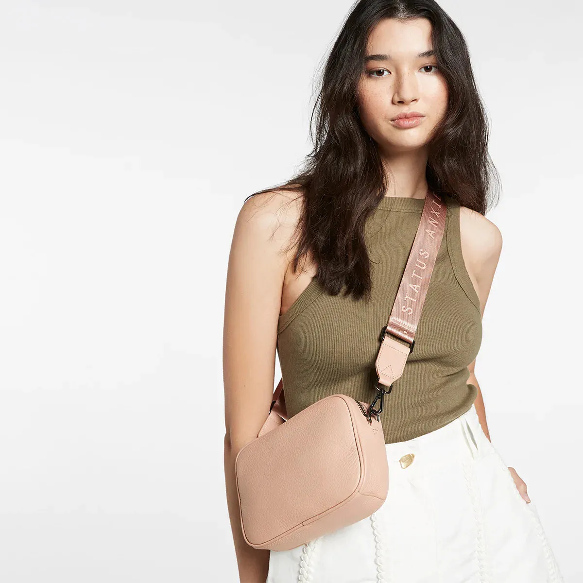 Status Anxiety Without You Webbed Bag Strap Dusty Pink ACCESSORIES_Status-Anxiety