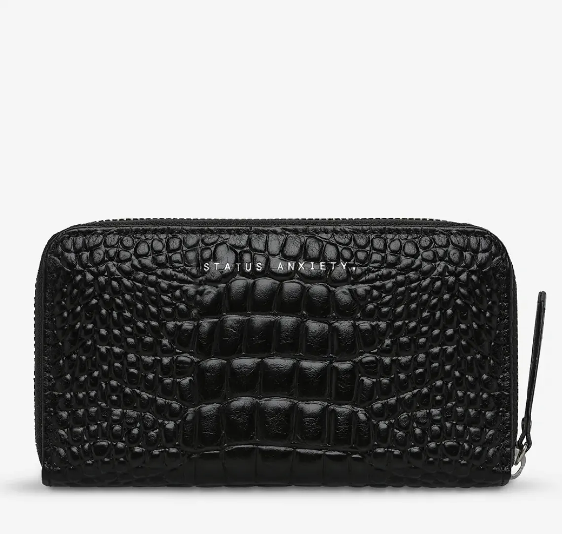 Status Anxiety Yet To Come Black Croc Emboss Wallets_Status-Anxiety