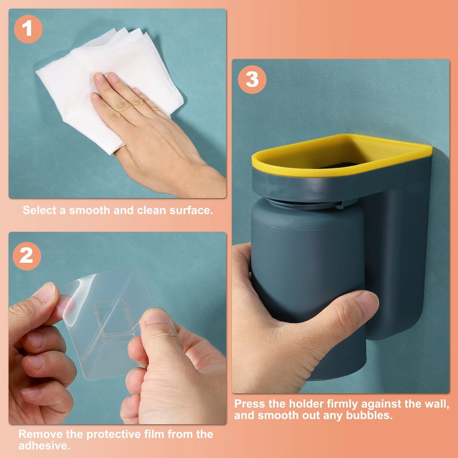 Stick-on Toothbrush Holder with Cup for Bathroom