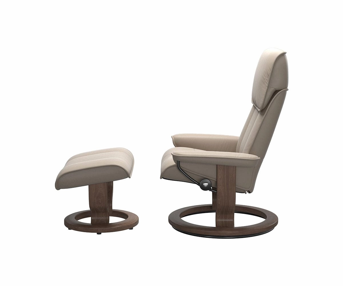 Stressless Admiral Recliner & Ottoman - Mushroom