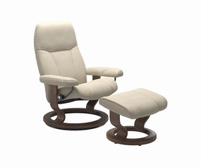 Stressless Consul Recliner & Ottoman - Cream sofa,couch,living room furniture