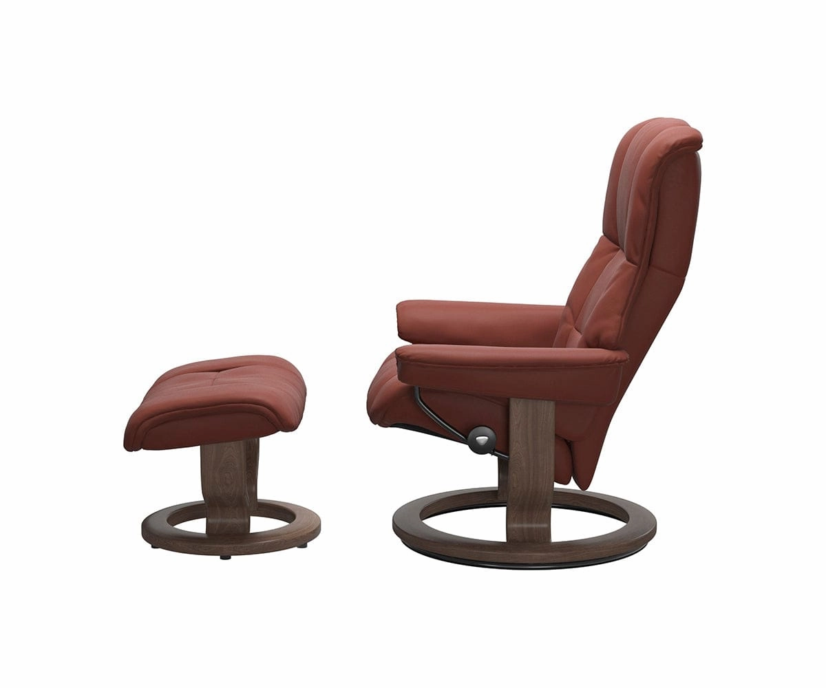 Stressless Mayfair Recliner & Ottoman - Dark Henna