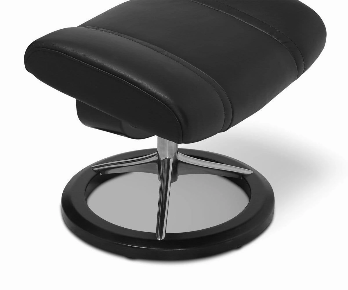 Stressless Wing Recliner & Ottoman with Signature Base - Black