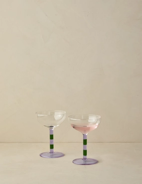 Striped Coupe Glass (Set of 2) by FAZEEK home decor,home accents,interior accessories