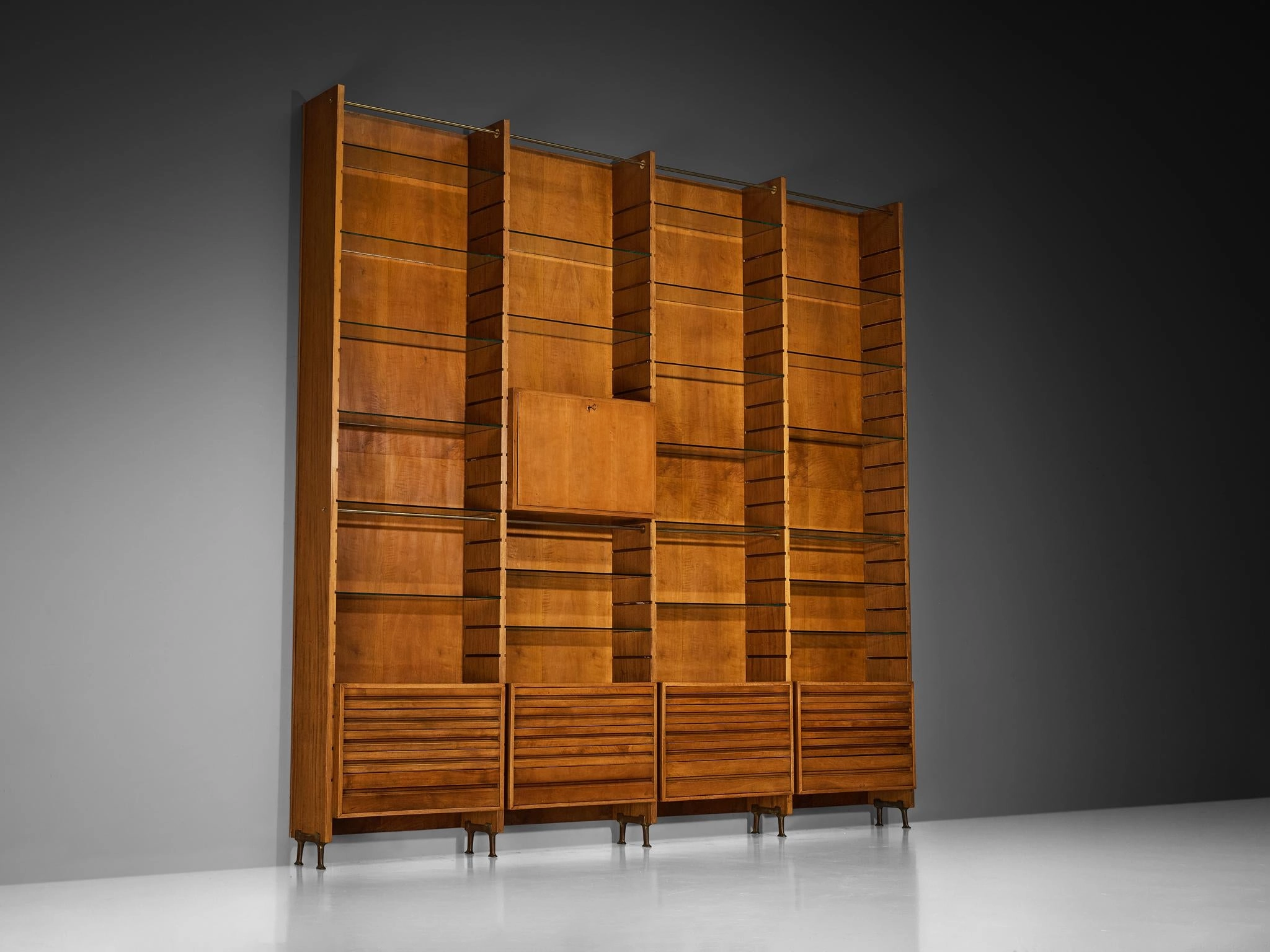 Studio B.B.P.R. Large Library in Walnut and Glass