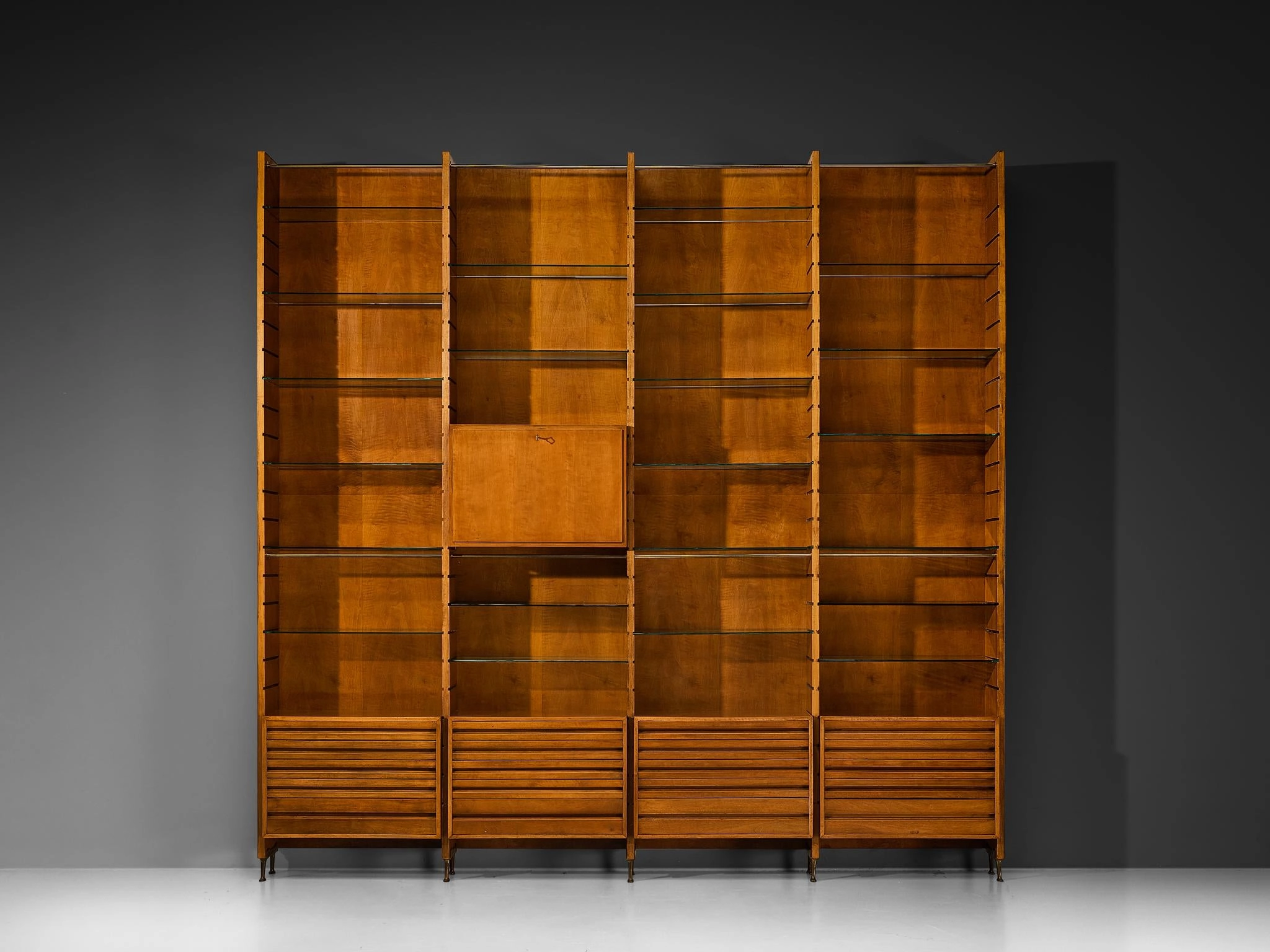 Studio B.B.P.R. Large Library in Walnut and Glass