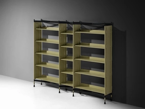 Studio BBPR for Olivetti 'Spazio' Shelving System in Green Coated Steel storage cabinet,organizer,furniture storage