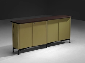 Studio BBPR for Olivetti Spazio Sideboard in Green Coated Steel storage cabinet,organizer,furniture storage