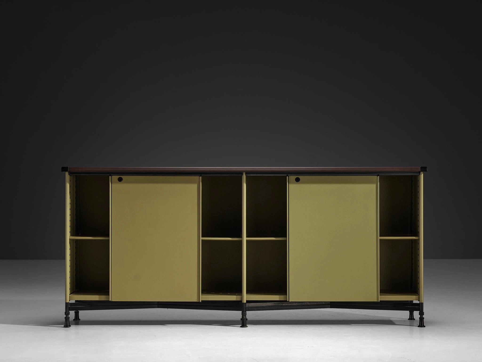 Studio BBPR for Olivetti Spazio Sideboard in Green Coated Steel