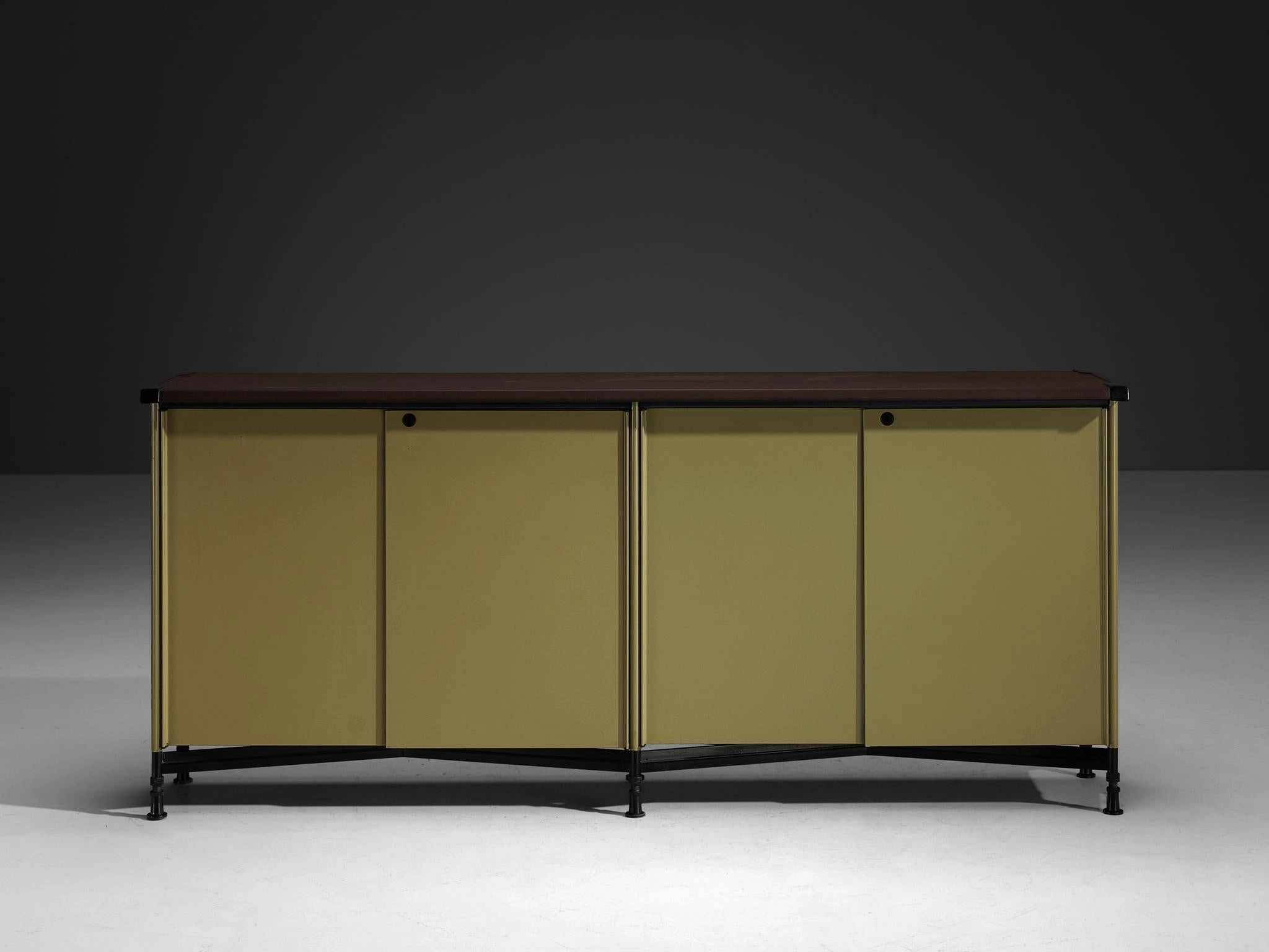 Studio BBPR for Olivetti Spazio Sideboard in Green Coated Steel