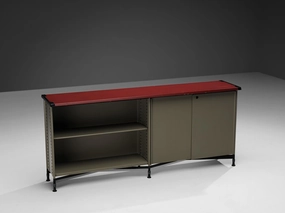 Studio BBPR for Olivetti Spazio Sideboard in Grey Coated Steel storage cabinet,organizer,furniture storage