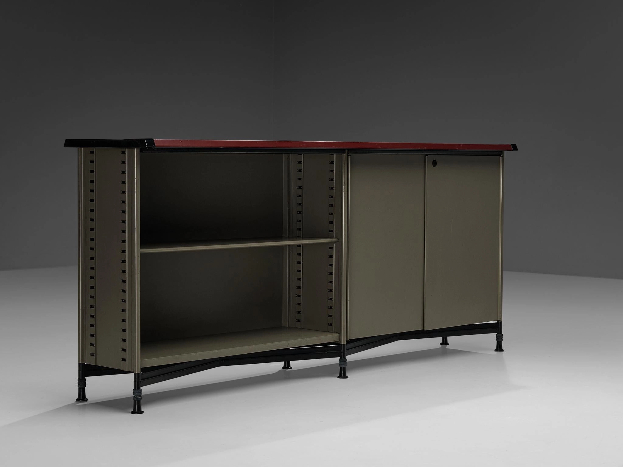 Studio BBPR for Olivetti Spazio Sideboard in Grey Coated Steel