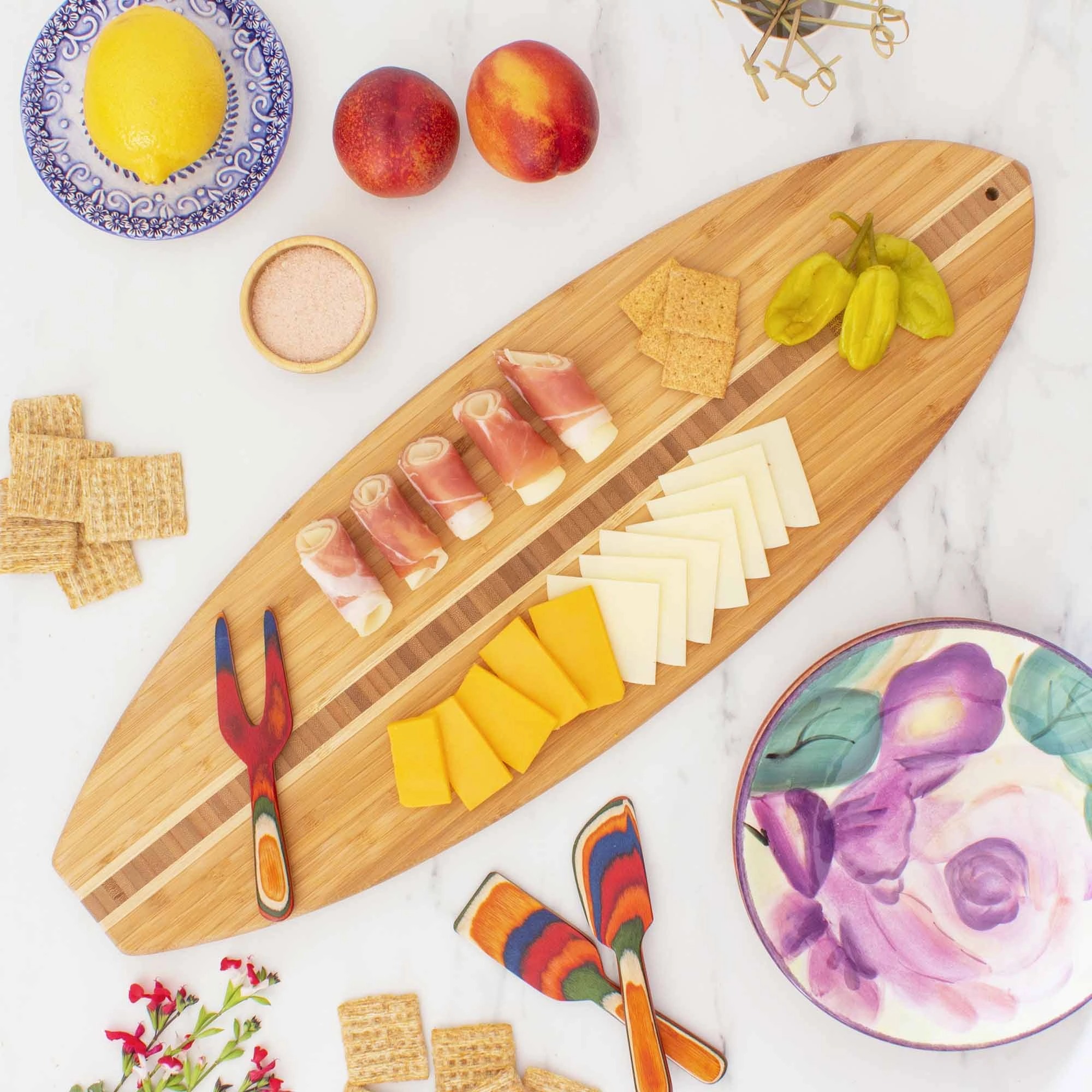 Surfboard Shaped Cutting Board, 23" x 7-1/2"