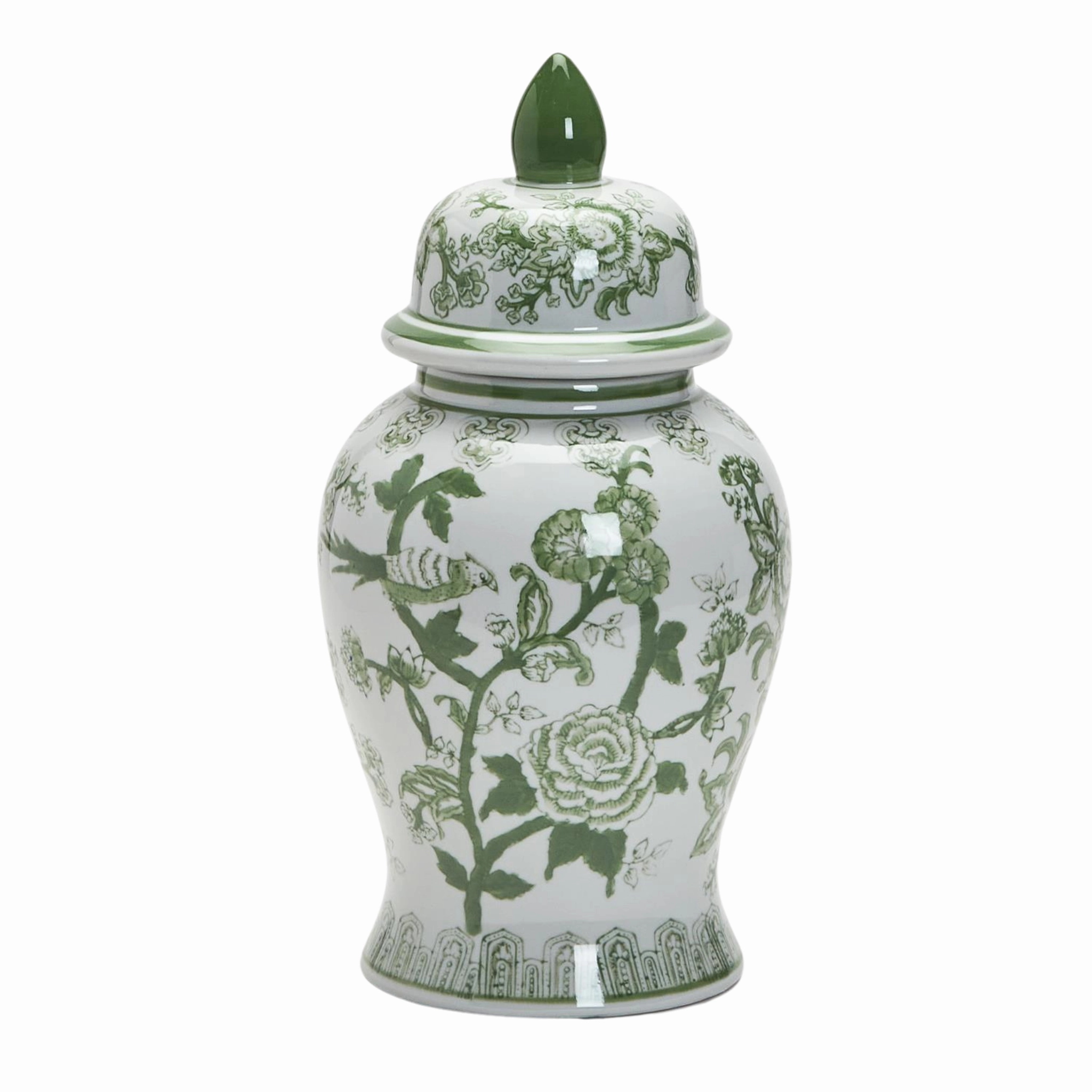 Suzhou 18" Green and White Covered Temple Jar vase,flower vase,home decoration