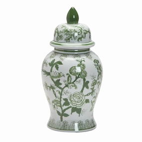 Suzhou 18" Green and White Covered Temple Jar vase,flower vase,home decoration