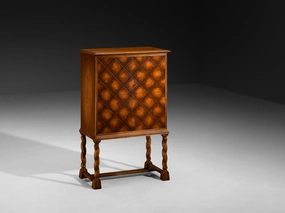 Swedish Art Deco High-Legged Cabinet with Carved Doors in Oak storage cabinet,organizer,furniture storage