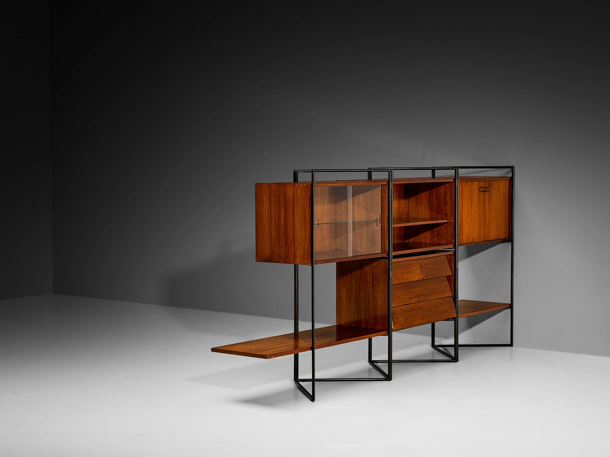 Taichiro Nakai for La Permanente Mobili Adjustable Wall Cabinet in Teak