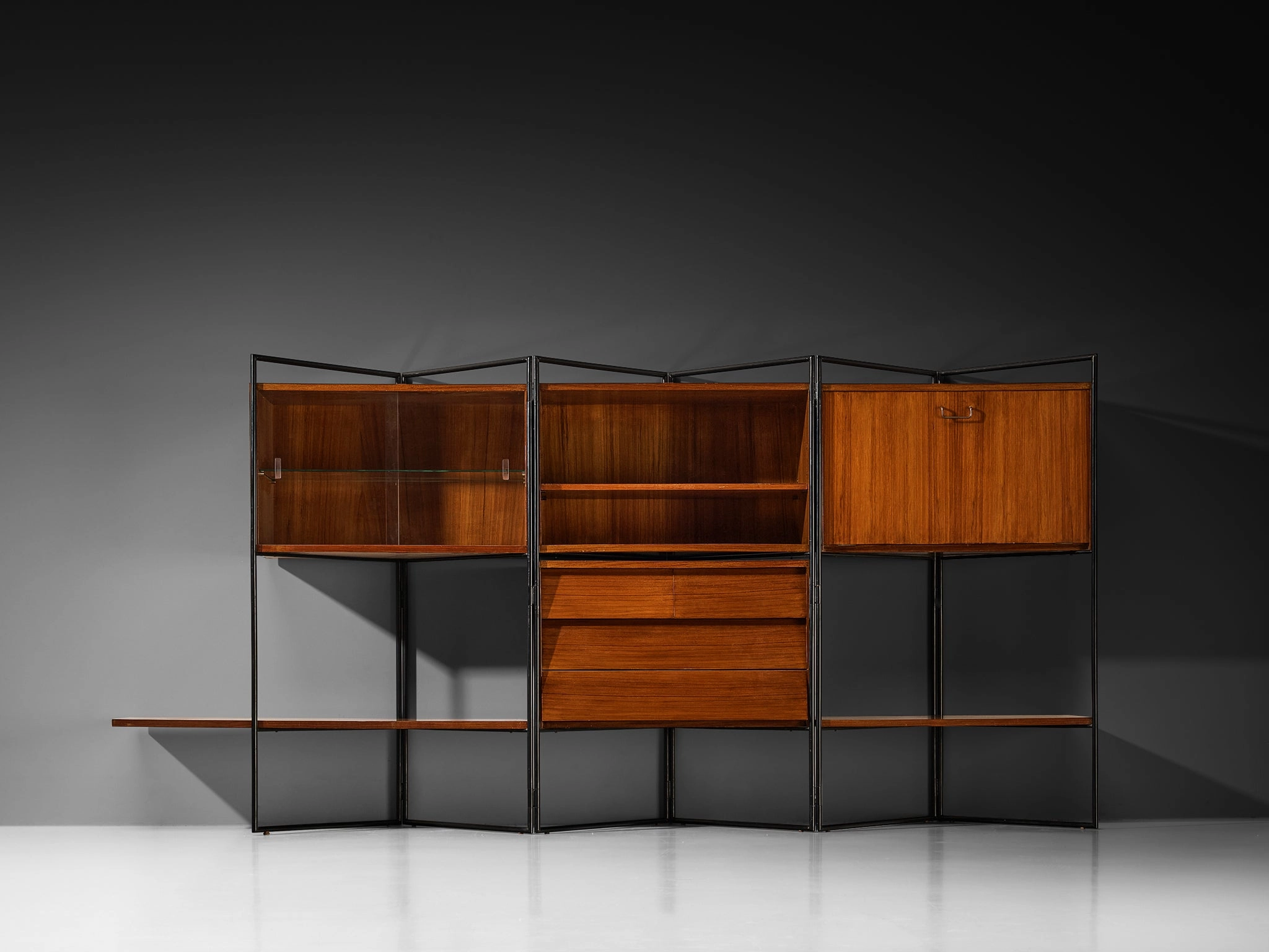 Taichiro Nakai for La Permanente Mobili Adjustable Wall Cabinet in Teak
