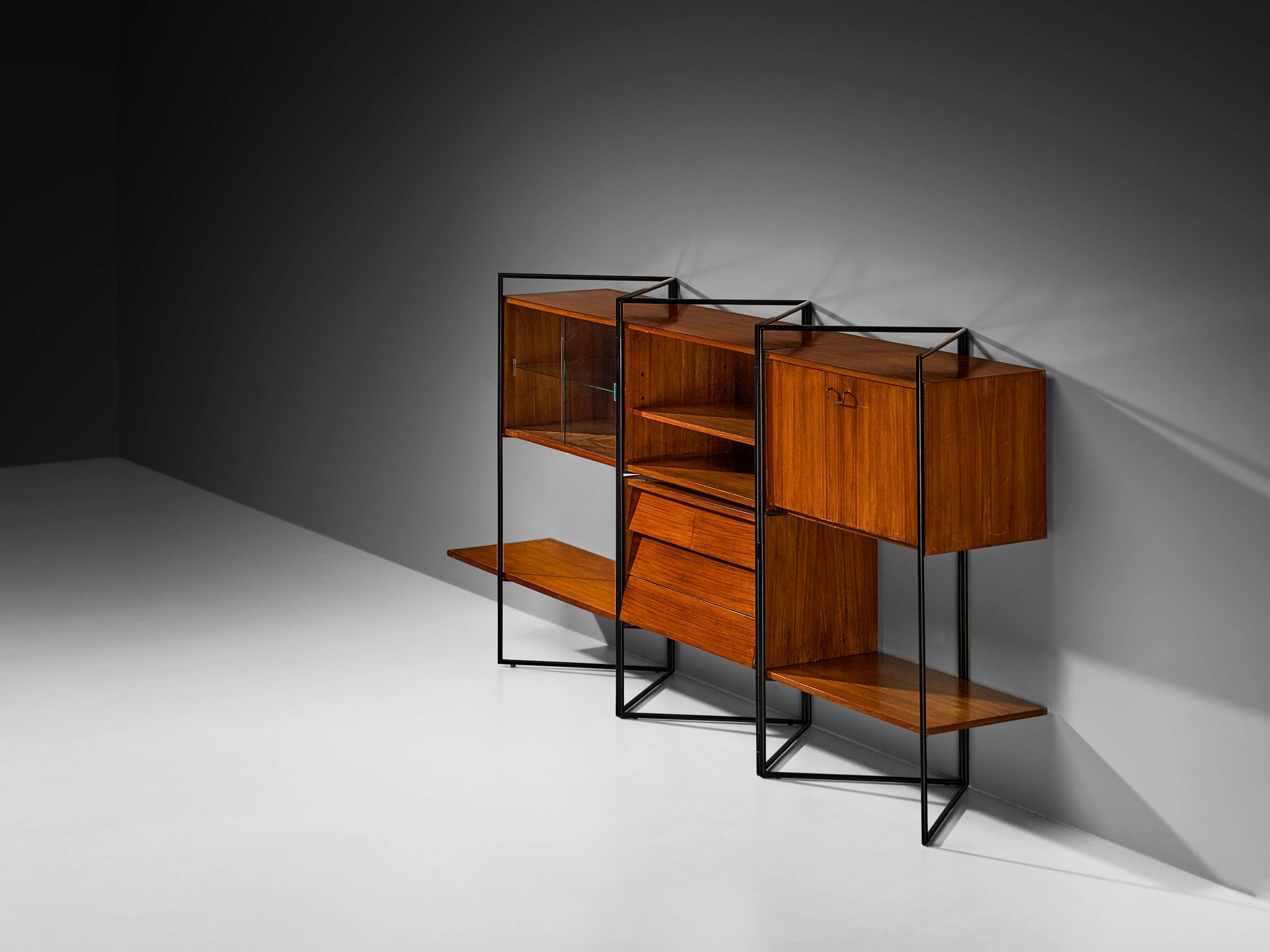 Taichiro Nakai for La Permanente Mobili Adjustable Wall Cabinet in Teak