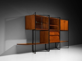 Taichiro Nakai for La Permanente Mobili Adjustable Wall Cabinet in Teak storage cabinet,organizer,furniture storage