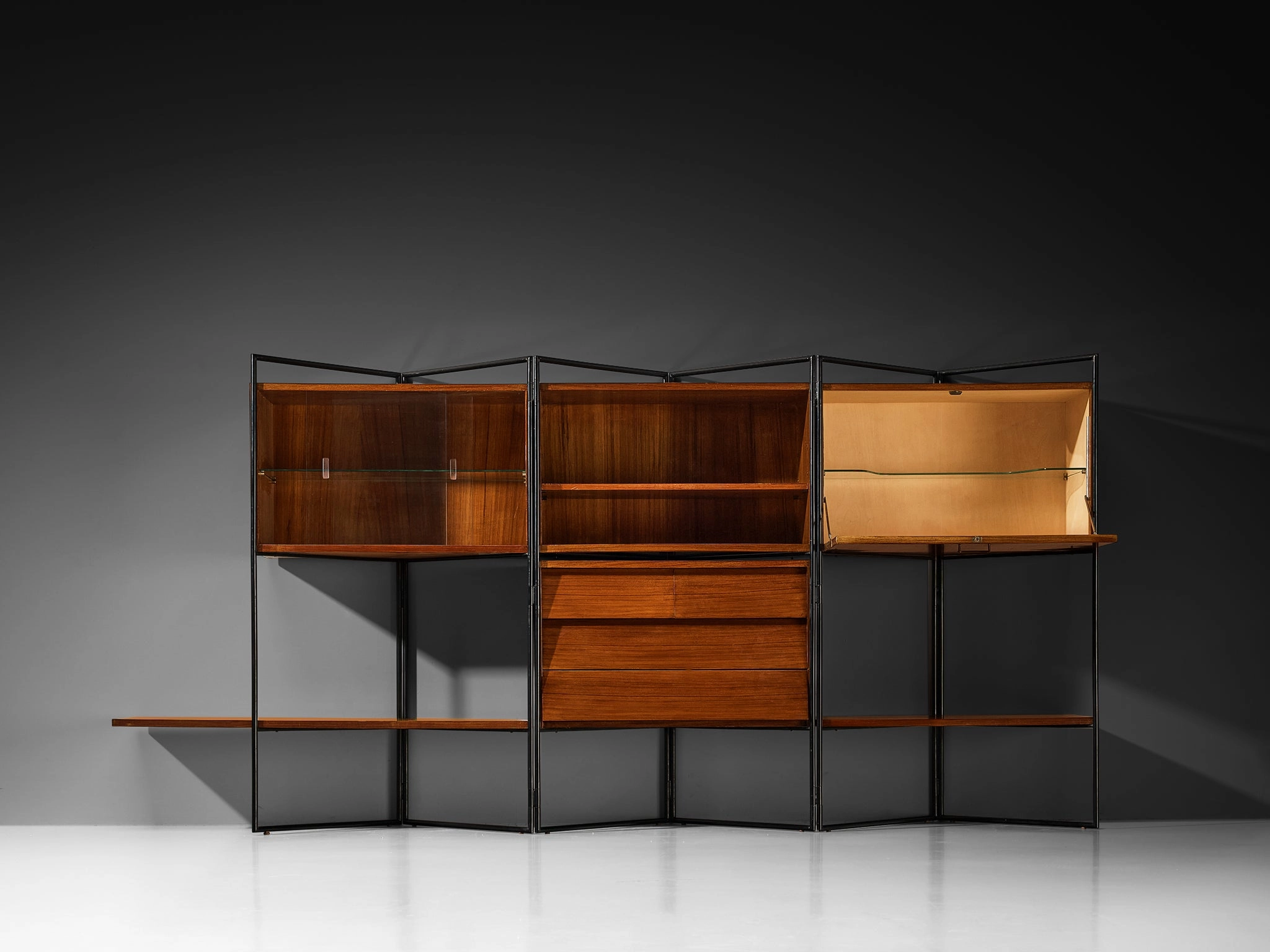 Taichiro Nakai for La Permanente Mobili Adjustable Wall Cabinet in Teak