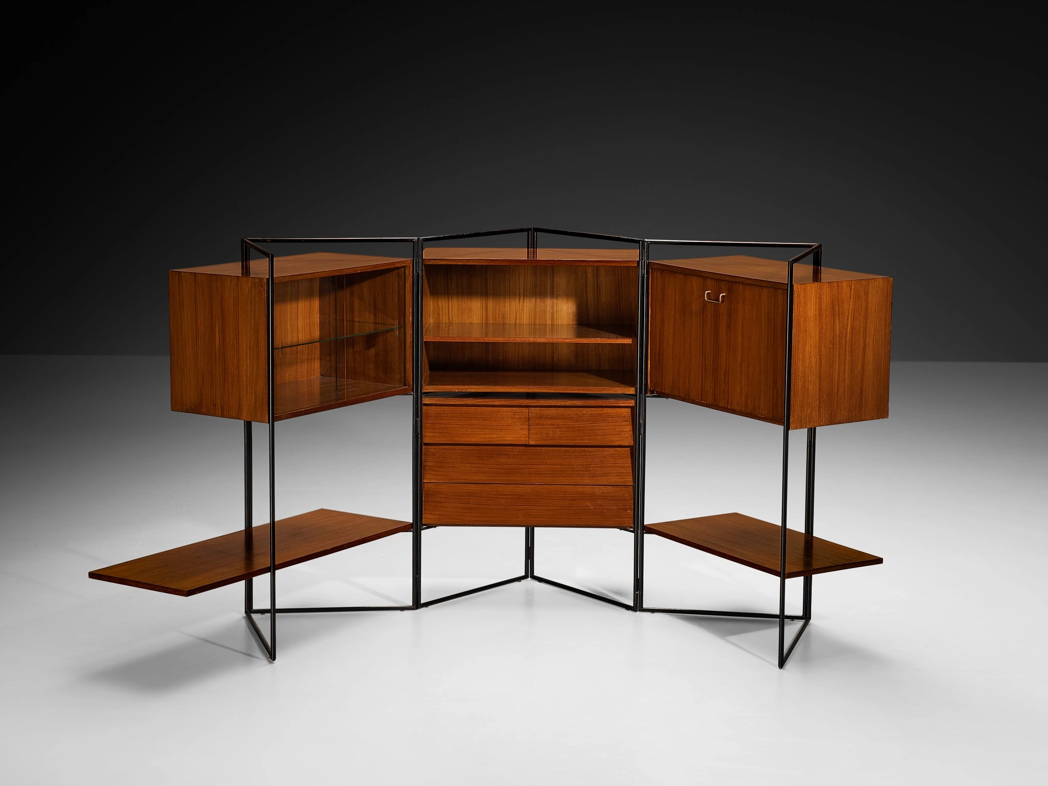 Taichiro Nakai for La Permanente Mobili Adjustable Wall Cabinet in Teak