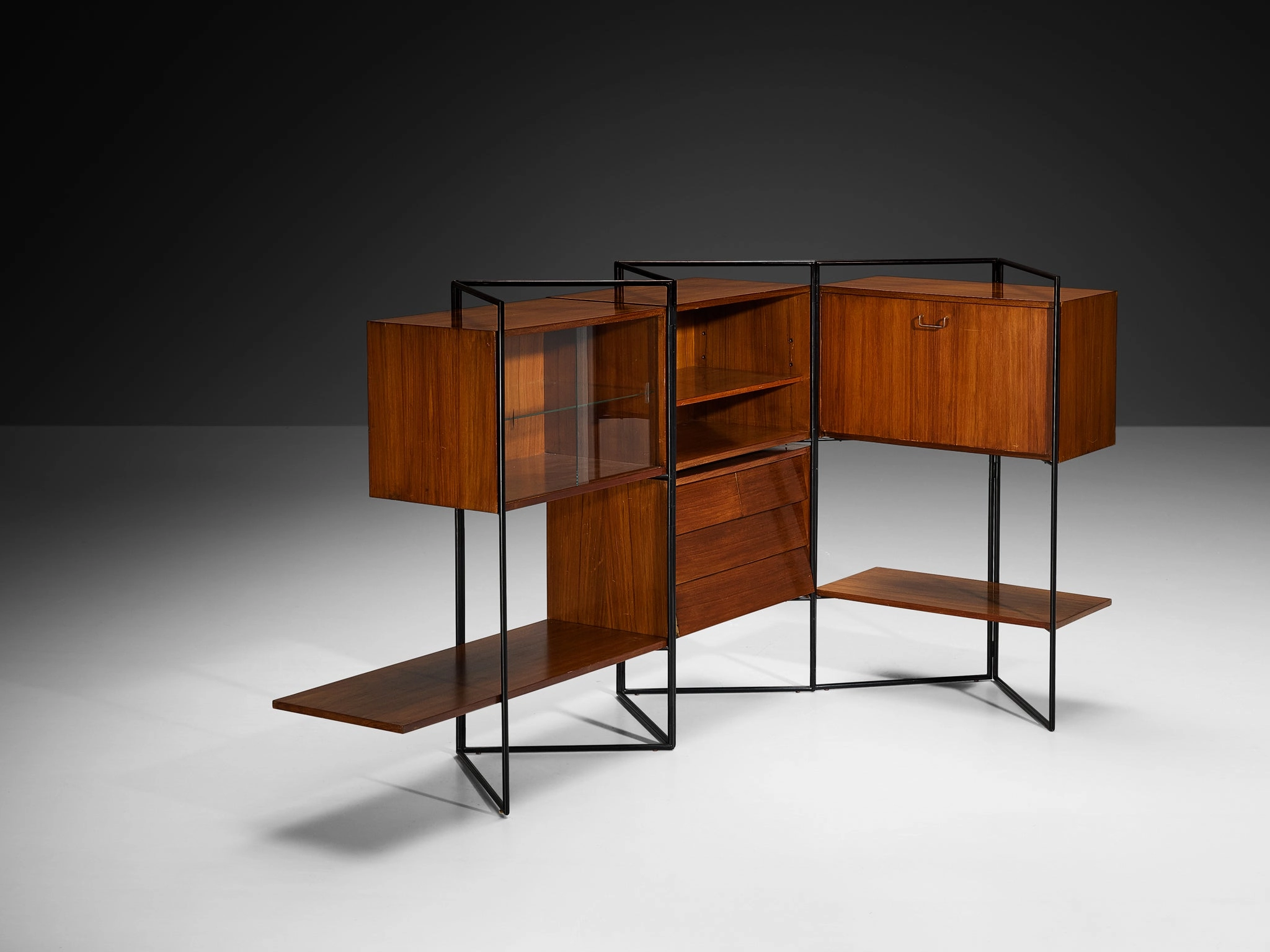 Taichiro Nakai for La Permanente Mobili Adjustable Wall Cabinet in Teak