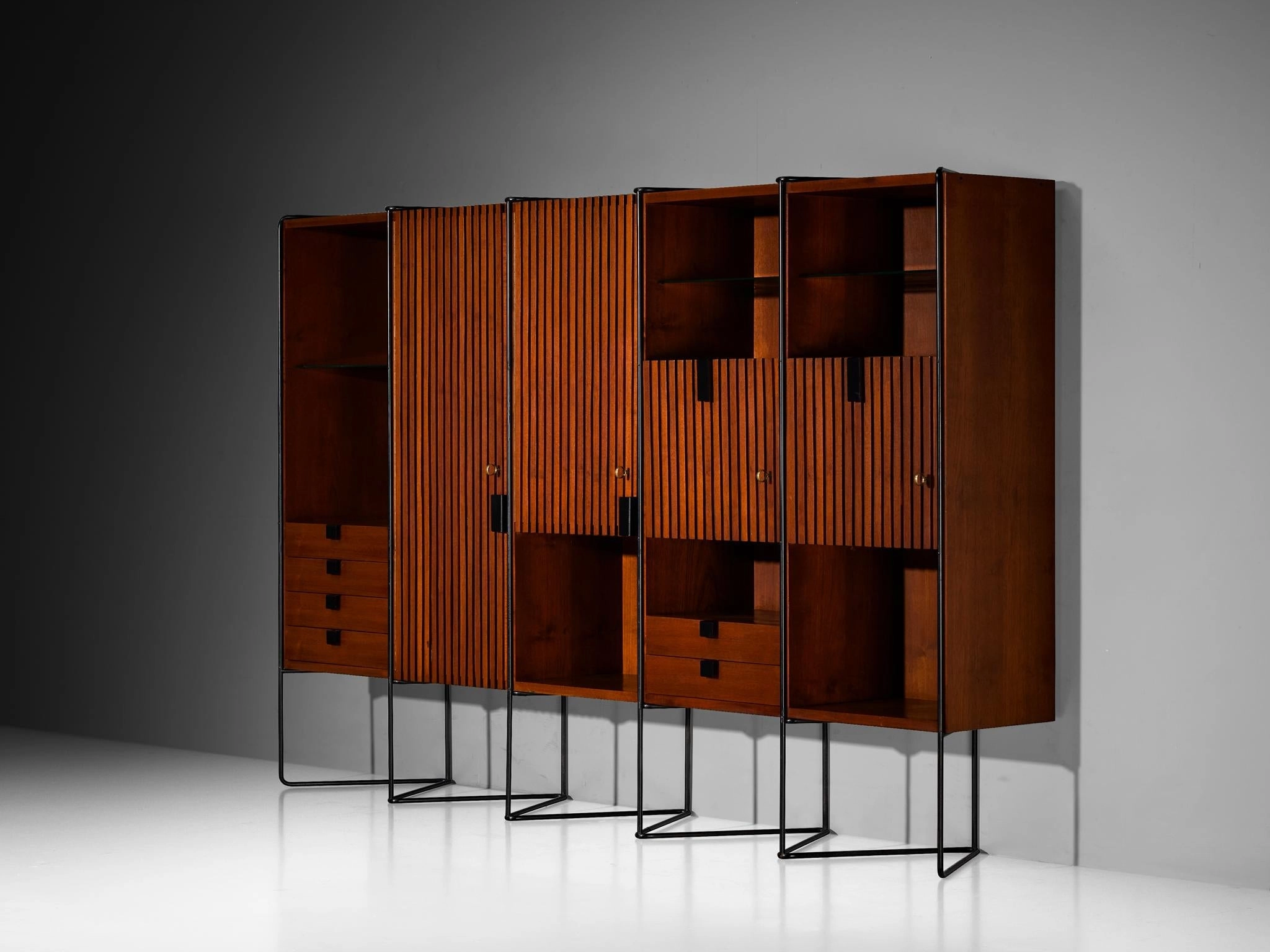 Taichiro Nakay for La Permanente Mobili Cant Wall Cabinet in Teak storage cabinet,organizer,furniture storage