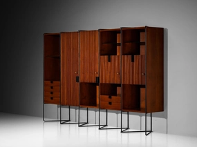 Taichiro Nakay for La Permanente Mobili Cant Wall Cabinet in Teak storage cabinet,organizer,furniture storage