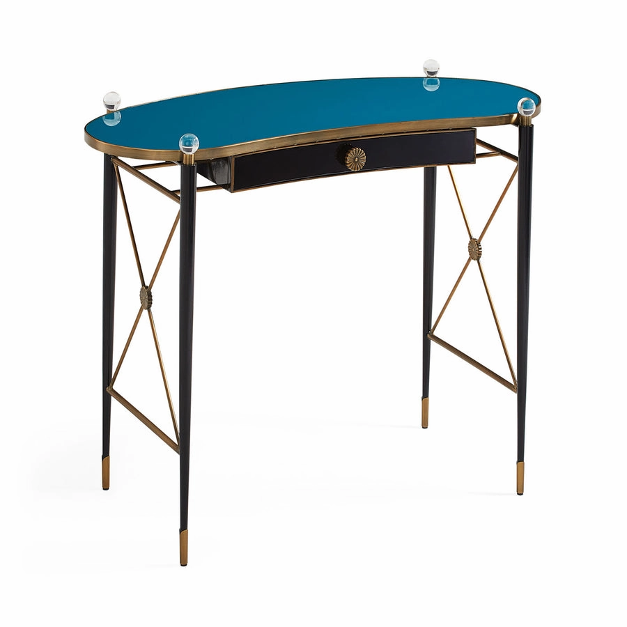 Teal Glass Writing Desk | Jonathan Adler Rider
