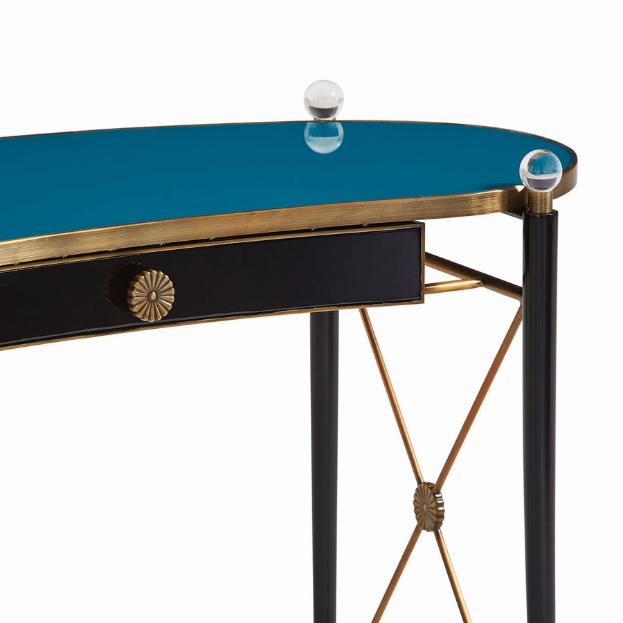 Teal Glass Writing Desk | Jonathan Adler Rider