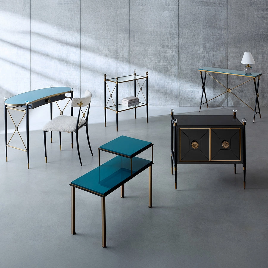 Teal Glass Writing Desk | Jonathan Adler Rider