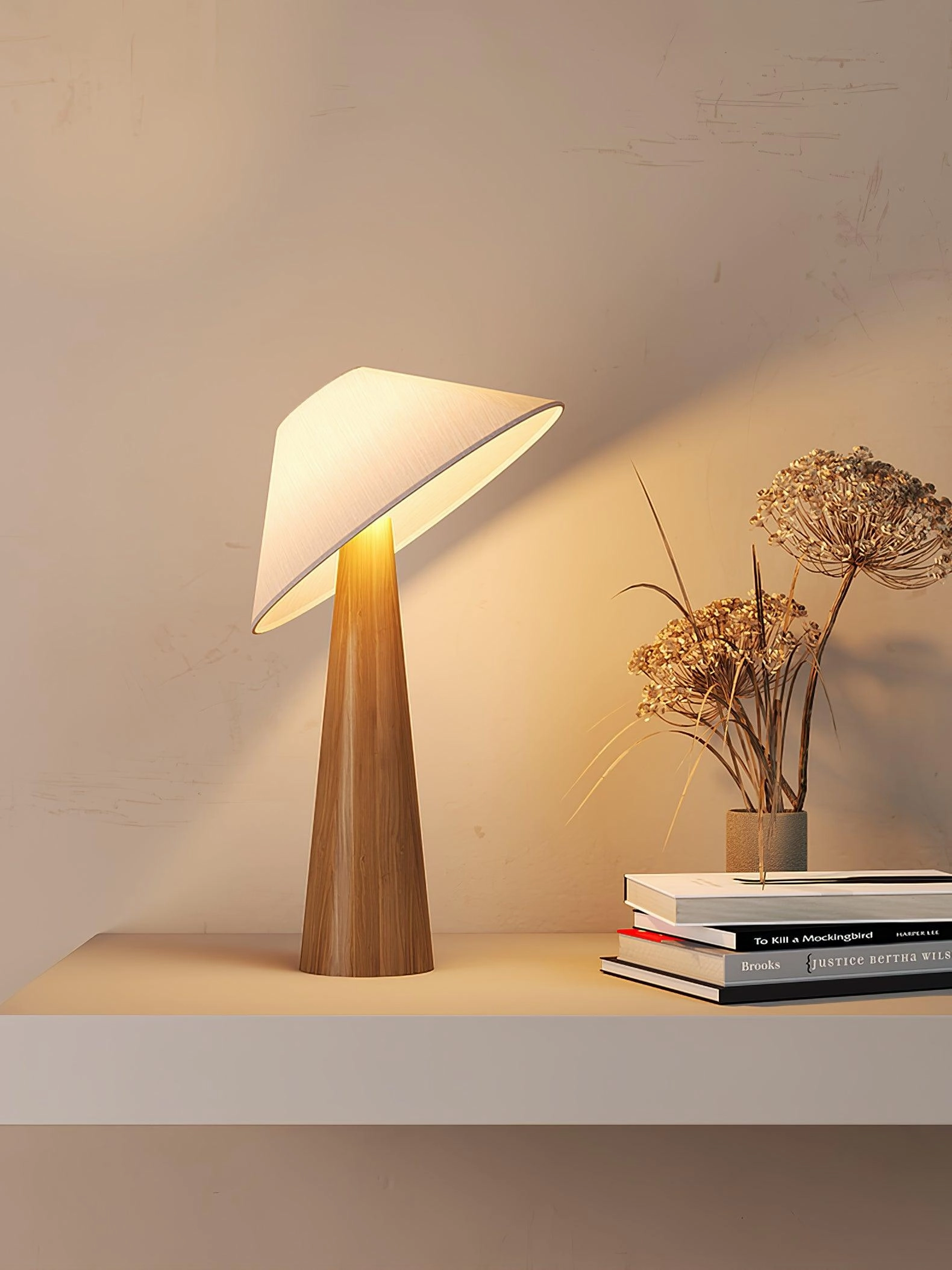 Tilt Hat Wooden Table Lamp