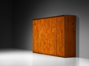 Tito Agnoli for Caleido/Poltrona Frau Highboard in Cognac Patchwork Leather storage cabinet,organizer,furniture storage