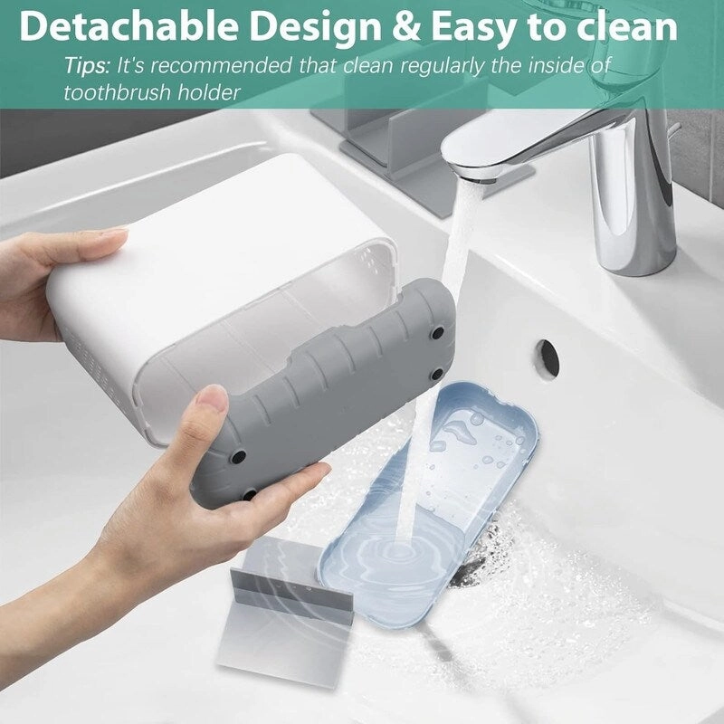 Toothbrush and Toothpaste Holder Drainage for Bathroom Countertop - 7.4"L x 3.5"W x 4.72"H