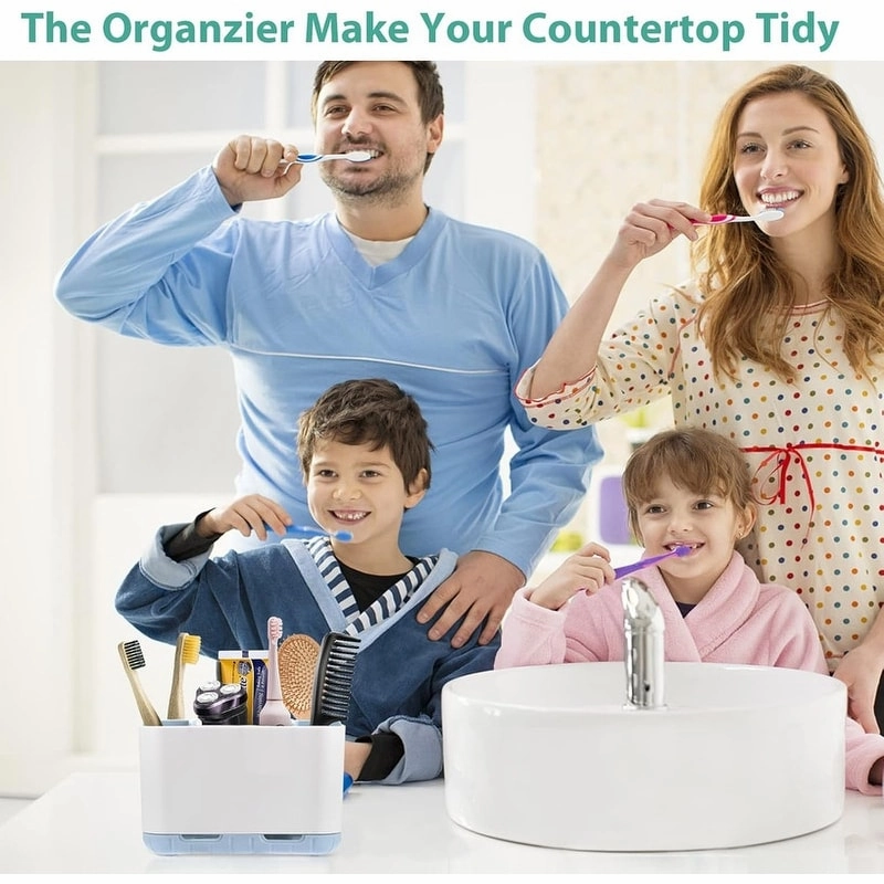 Toothbrush and Toothpaste Holder Drainage for Bathroom Countertop - 7.4"L x 3.5"W x 4.72"H