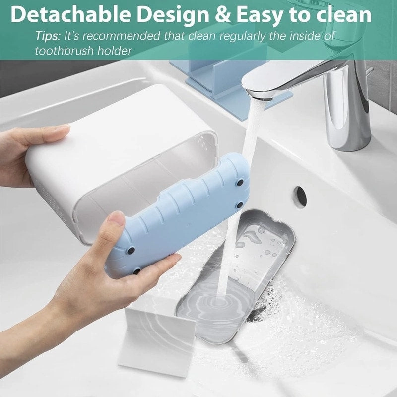 Toothbrush and Toothpaste Holder Drainage for Bathroom Countertop - 7.4"L x 3.5"W x 4.72"H